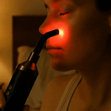 Model using LED acne pen