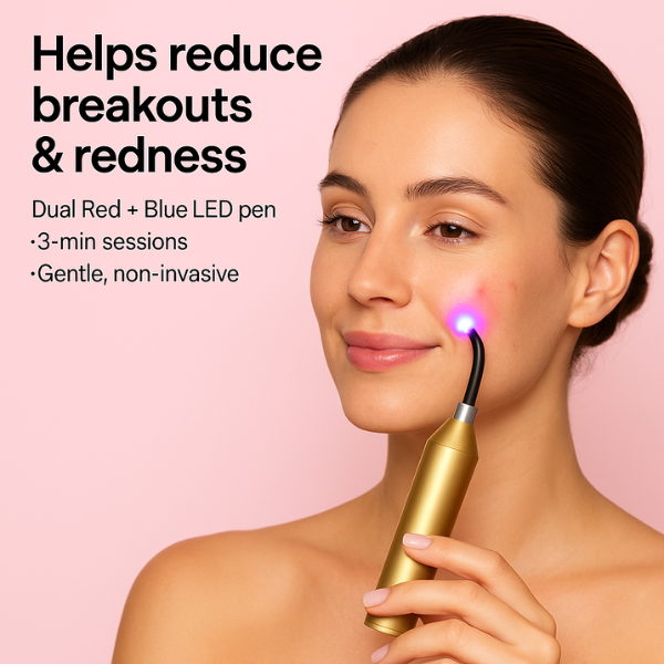 Model using LED acne pen